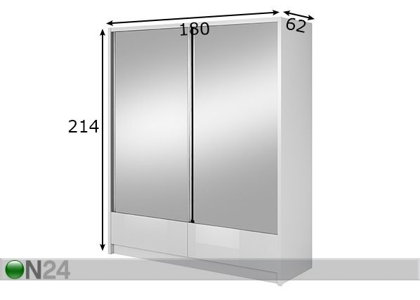 Vaatekaappi liukuovilla 180 cm mitat