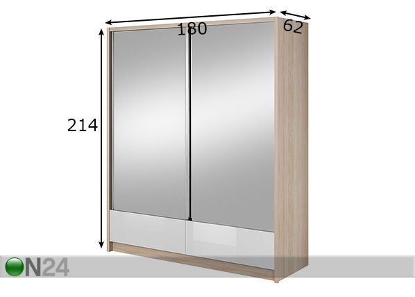 Vaatekaappi liukuovilla 180 cm mitat