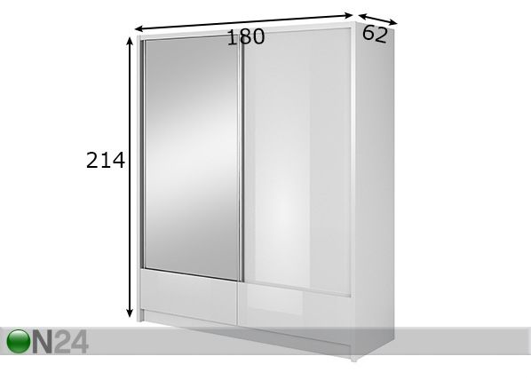 Vaatekaappi liukuovilla 180 cm mitat