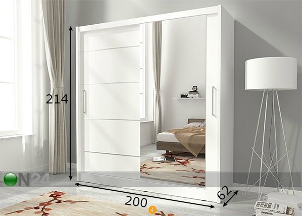 Vaatekaappi liukuovilla 200 cm mitat