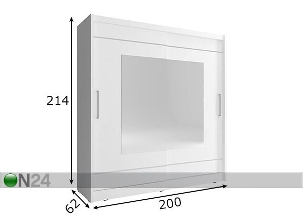 Vaatekaappi liukuovilla 200 cm mitat
