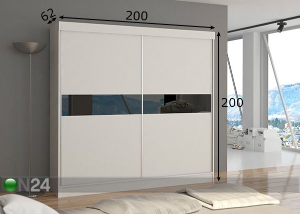 Vaatekaappi liukuovilla 200 cm mitat