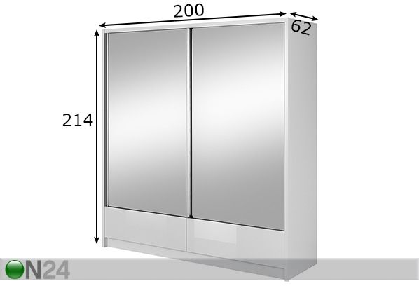 Vaatekaappi liukuovilla 200 cm mitat
