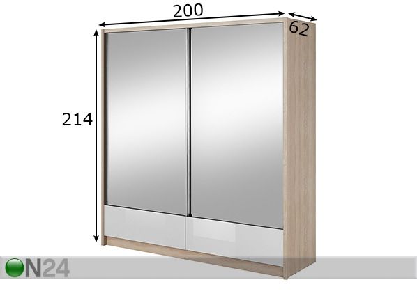 Vaatekaappi liukuovilla 200 cm mitat