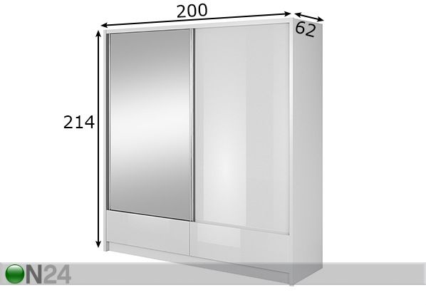 Vaatekaappi liukuovilla 200 cm mitat