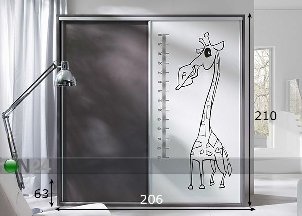 Vaatekaappi liukuovilla 206 cm mitat
