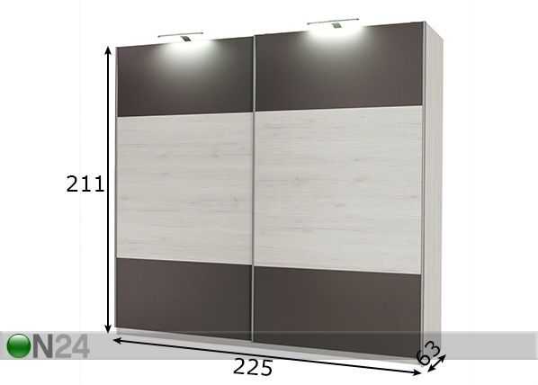 Vaatekaappi liukuovilla 225 cm mitat