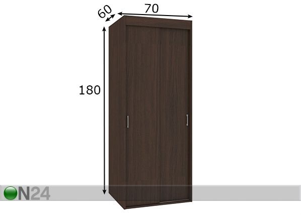 Vaatekaappi liukuovilla 70 cm mitat