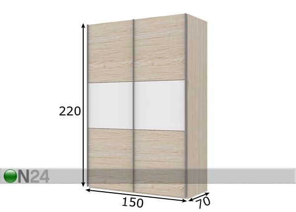 Vaatekaappi liukuovilla hSAVE 220 cm mitat