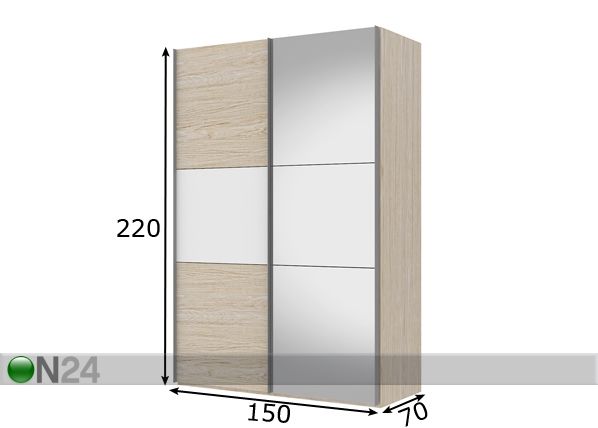 Vaatekaappi liukuovilla hSAVE 220 cm mitat