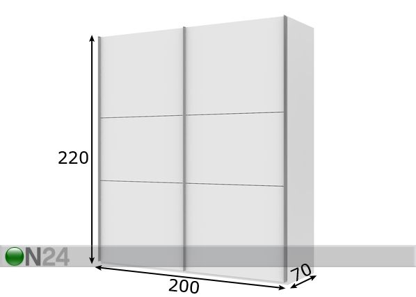 Vaatekaappi liukuovilla hSAVE 220 cm mitat