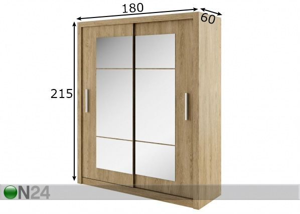 Vaatekaappi liukuovilla Idea 180cm mitat