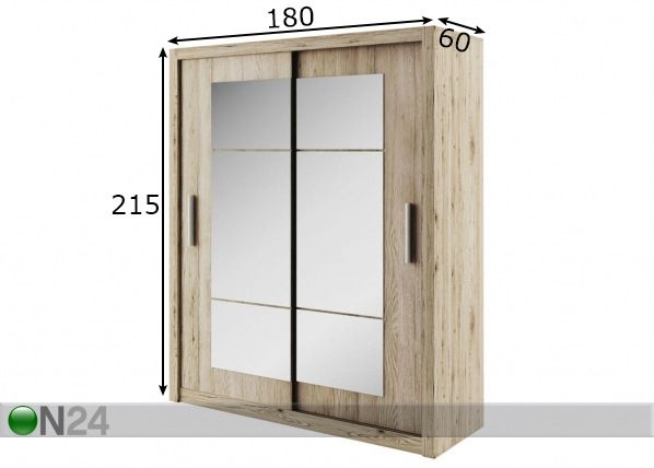 Vaatekaappi liukuovilla Idea 180cm mitat
