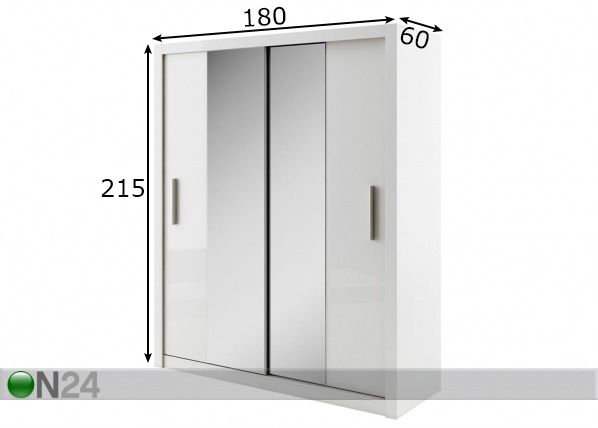Vaatekaappi liukuovilla Idea 180cm mitat