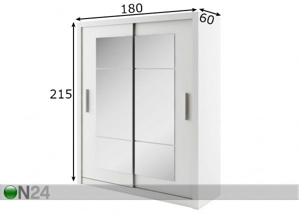 Vaatekaappi liukuovilla Idea 180cm mitat