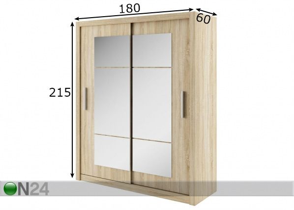 Vaatekaappi liukuovilla Idea 180cm mitat