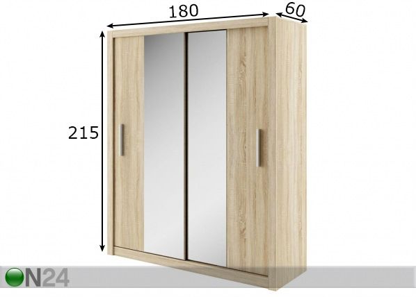 Vaatekaappi liukuovilla Idea 180cm mitat