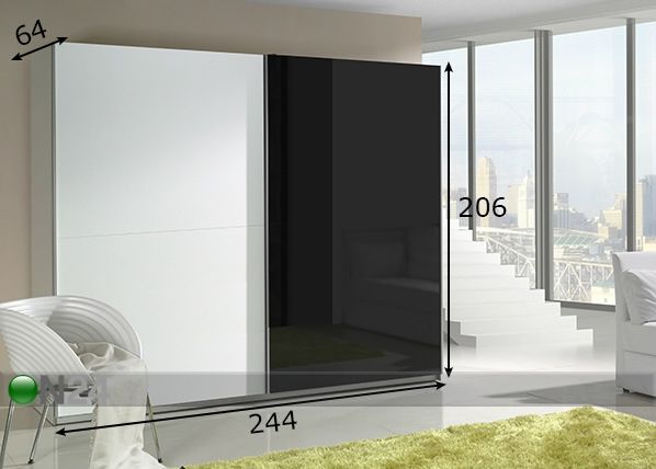 Vaatekaappi liukuovilla LUX 244 cm mitat