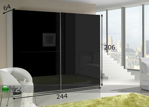 Vaatekaappi liukuovilla LUX 244 cm mitat