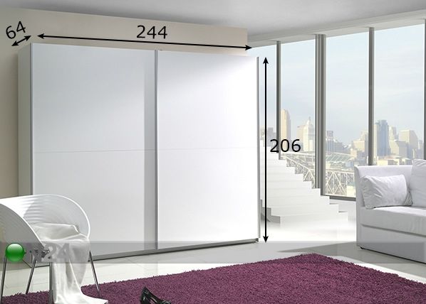 Vaatekaappi liukuovilla LUX 244 cm mitat
