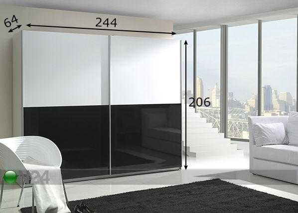 Vaatekaappi liukuovilla LUX 244 cm mitat
