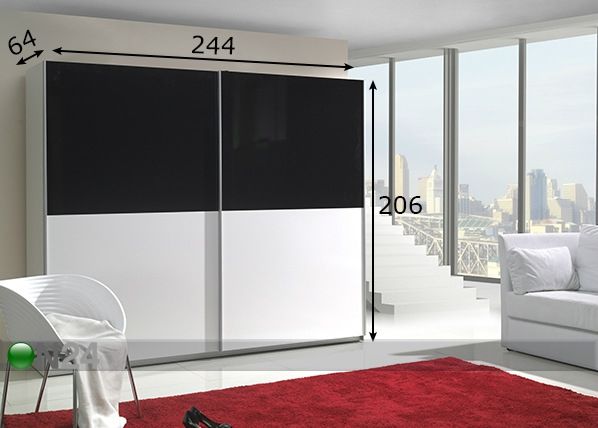 Vaatekaappi liukuovilla LUX 244 cm mitat