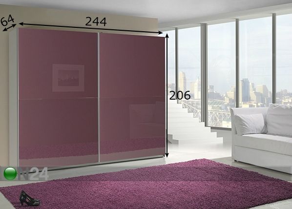 Vaatekaappi liukuovilla LUX 244 cm mitat