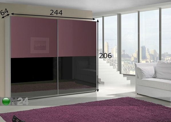 Vaatekaappi liukuovilla LUX 244 cm mitat