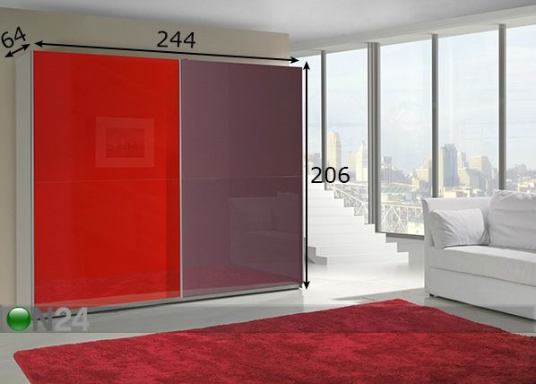 Vaatekaappi liukuovilla LUX 244 cm mitat