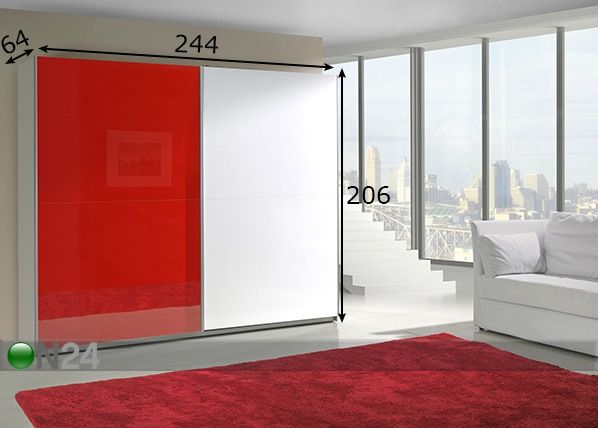 Vaatekaappi liukuovilla LUX 244 cm mitat
