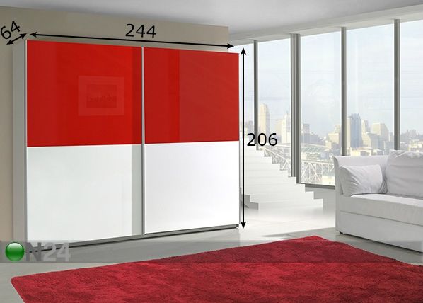 Vaatekaappi liukuovilla LUX 244 cm mitat