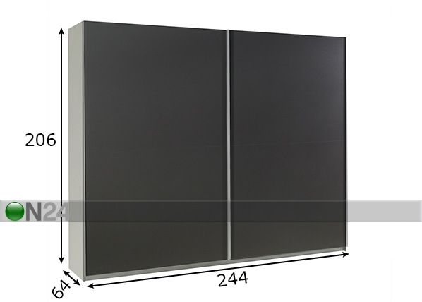Vaatekaappi liukuovilla LUX 244 cm mitat