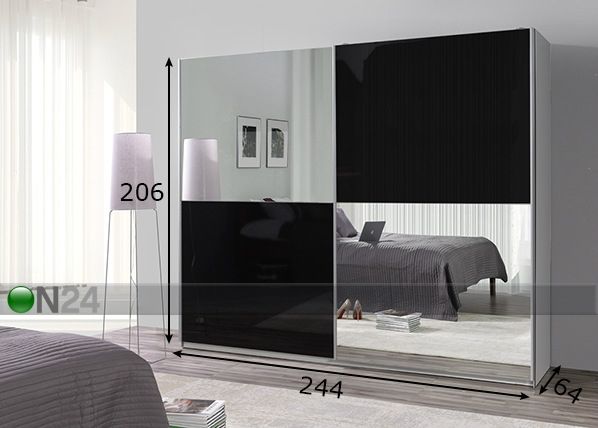 Vaatekaappi liukuovilla LUX 244 cm mitat