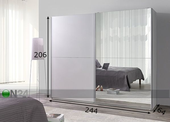 Vaatekaappi liukuovilla LUX 244 cm mitat