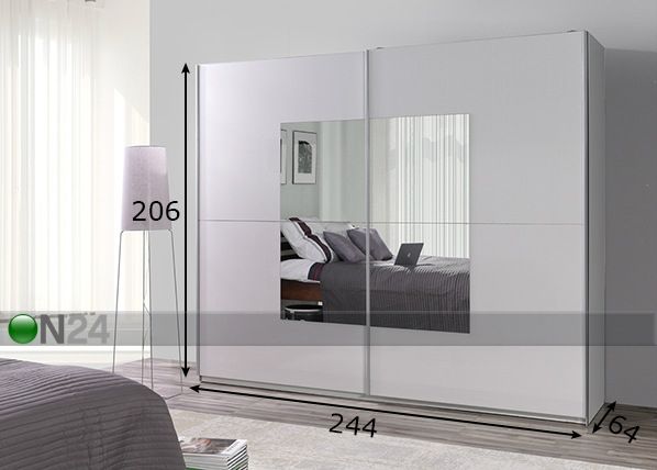 Vaatekaappi liukuovilla LUX 244 cm mitat