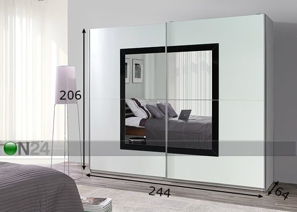 Vaatekaappi liukuovilla LUX 244 cm mitat