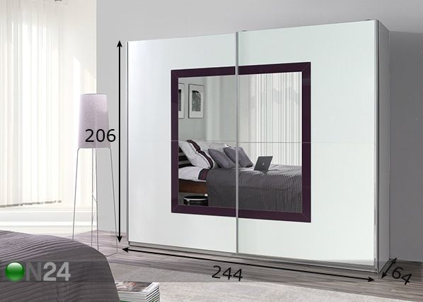 Vaatekaappi liukuovilla LUX 244 cm mitat