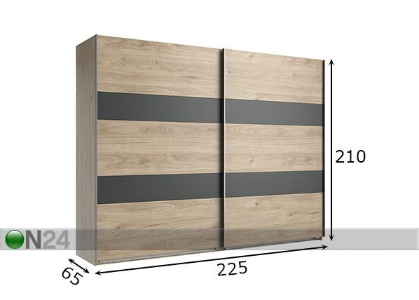Vaatekaappi liukuovilla Metz 225 cm mitat