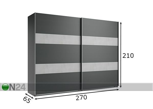 Vaatekaappi liukuovilla Metz 270 cm mitat