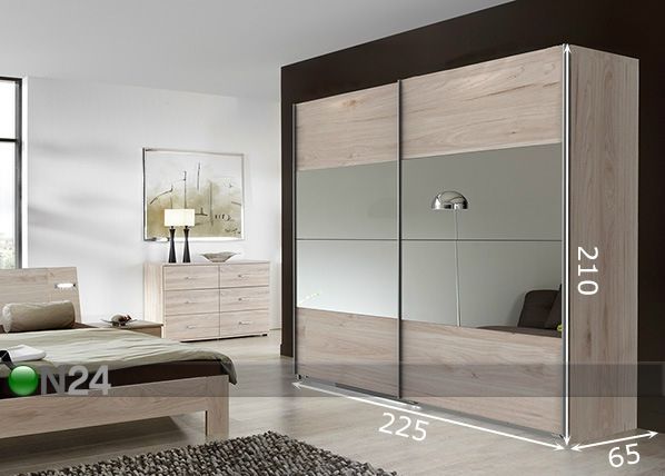 Vaatekaappi liukuovilla Neapel 225 cm mitat