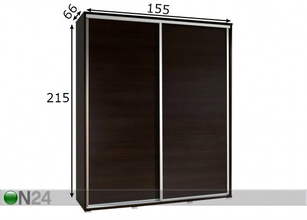 Vaatekaappi liukuovilla Penelopa 155 cm mitat