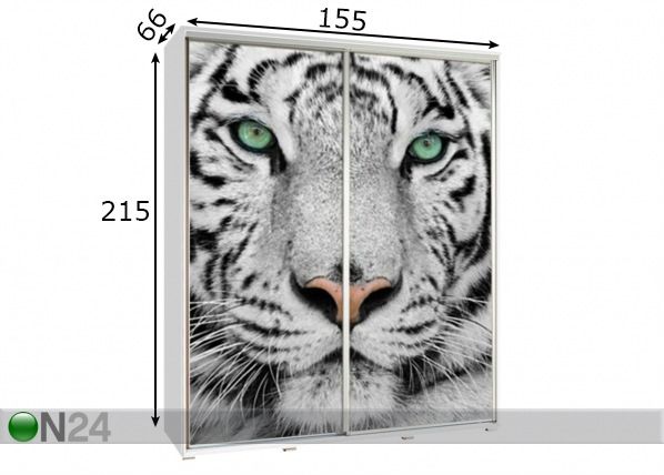 Vaatekaappi liukuovilla Penelopa 155 cm grafiikalla mitat