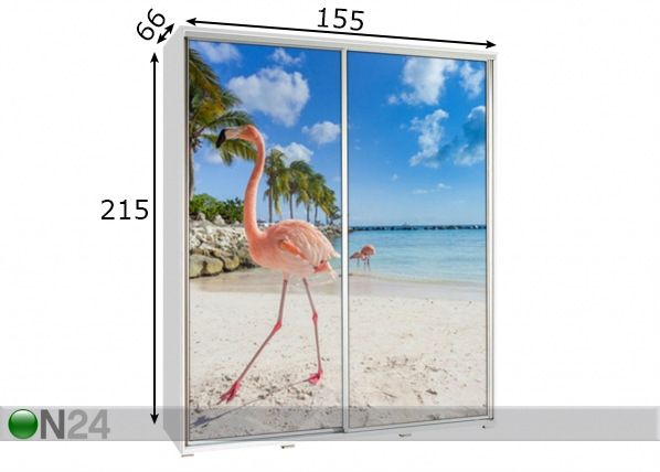 Vaatekaappi liukuovilla Penelopa 155 cm grafiikalla mitat