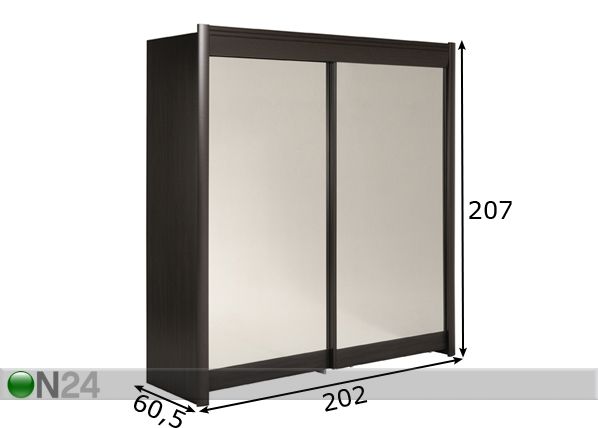 Vaatekaappi liukuovilla PHENIX 202 cm mitat