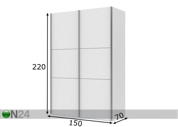 Vaatekaappi liukuovilla SAVE h220 cm mitat