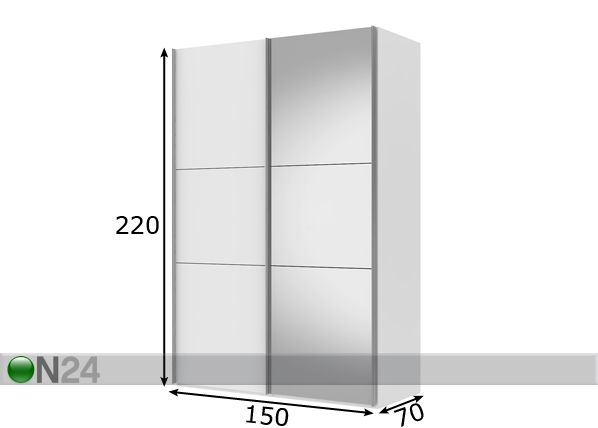 Vaatekaappi liukuovilla SAVE h220 cm mitat