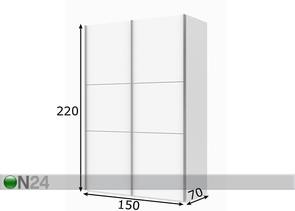 Vaatekaappi liukuovilla SAVE h220 cm mitat