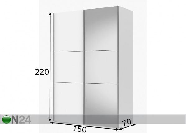 Vaatekaappi liukuovilla SAVE h220 cm mitat