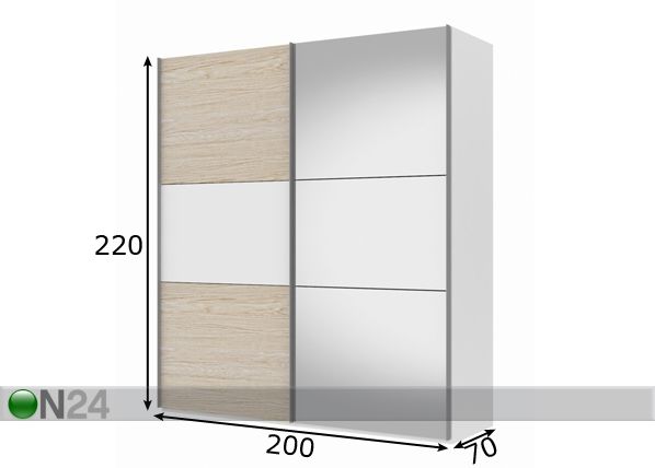 Vaatekaappi liukuovilla SAVE h220 cm mitat