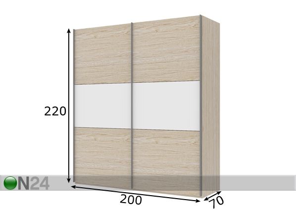 Vaatekaappi liukuovilla SAVE h220 cm mitat